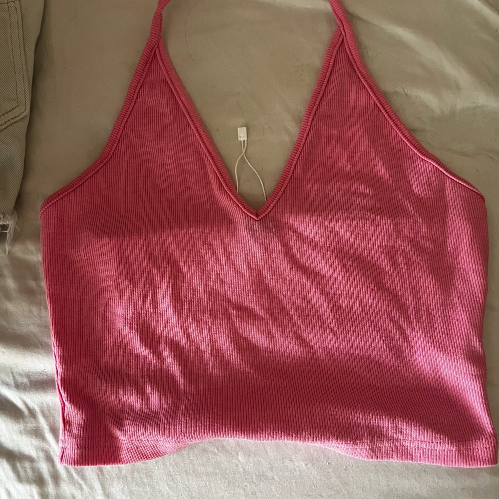 Pink halter crop top